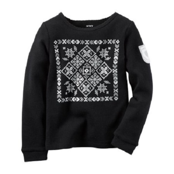 Carter's Other - Carter's black glittery thermal tee Carter's Other - Carter's black glittery thermal tee